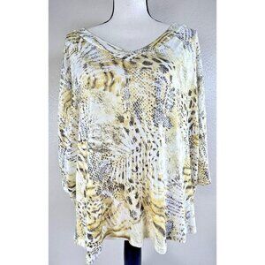 Madeline Sparklestein Blouse V Neck Animal Print Top 3/4 Sleeves SOFT M EUC